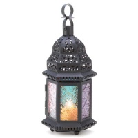 Gifts & Decor Iron Glass Magic Rainbow Candle Holder Hanging Lantern