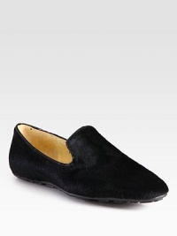 Fine pony hair in a sleek silhouette with contrasting patent leather trim. Pony hair and patent leather upperLeather liningRubber solePadded insoleMade in ItalyOUR FIT MODEL RECOMMENDS ordering true size. Fine pony hair in a sleek silhouette with contrasting patent leather trim. Pony hair and patent leather upperLeather liningRubber solePadded insoleMade in ItalyOUR FIT MODEL RECOMMENDS ordering true size.