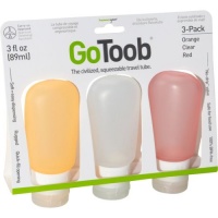 humangear GoToob 3 oz - 3 Pack (Clear/Orange/Red)