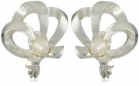Anne Klein Araway Silver-Tone Pearl Ribbon Button Earrings Anne Klein Araway Silver-Tone Pearl Ribbon Button Earrings