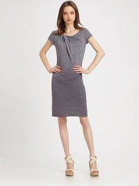 Asymmetrical pleating, side ruching and a trendy ombré print enliven this soft jersey silhouette. ScoopneckShort sleevesSide ruchingAbout 24 from natural waist52% polyester/48% cottonDry cleanImportedModel shown is 5'10 (177cm) wearing US size Small. Asymmetrical pleating, side ruching and a trendy ombré print enliven this soft jersey silhouette. ScoopneckShort sleevesSide ruchingAbout 24 from natural waist52% polyester/48% cottonDry cleanImportedModel shown is 5'10 (177cm) wearing US size Small.