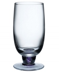 A true gem. Durable and striking in signature Denby style, this set of Amethyst highball glasses combines modern lines and purple stems for bold casual tables. A true gem. Durable and striking in signature Denby style, this set of Amethyst highball glasses combines modern lines and purple stems for bold casual tables.