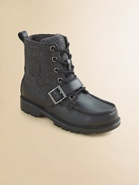 Rugged cold-weather boots are updated with herringbone styling for a preppy and functional piece of footwear. Lace-up with buckleLeather upperLeather liningRubber soleImported Rugged cold-weather boots are updated with herringbone styling for a preppy and functional piece of footwear. Lace-up with buckleLeather upperLeather liningRubber soleImported
