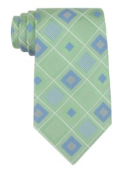 Freshen up. With a cool color palette, this grid tie from Michael Kors will be an instant hit. Freshen up. With a cool color palette, this grid tie from Michael Kors will be an instant hit.