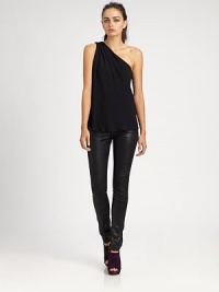 Crinkled silk crepe draped beautifully in an alluring one-shoulder style.Gathered shoulderFlat frontPullover styleAbout 25 from shoulder to hemSilkDry cleanImportedModel shown is 5'9½ (176cm) wearing US size Small. Crinkled silk crepe draped beautifully in an alluring one-shoulder style.Gathered shoulderFlat frontPullover styleAbout 25 from shoulder to hemSilkDry cleanImportedModel shown is 5'9½ (176cm) wearing US size Small.