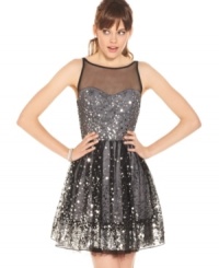 Twinkle, twinkle like a star in this dress from Ruby Rox! An explosion of silver paillettes highlights the girlish a-line shape. Twinkle, twinkle like a star in this dress from Ruby Rox! An explosion of silver paillettes highlights the girlish a-line shape.
