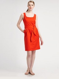 A lively design featuring classically tailored details and a self-tie belt, which create the quintessential silhouette.Square neckSleevelessSelf-tie beltFlattering front pleats and dartsSlash pocketsSide zipperFully linedAbout 37 from shoulder to hem95% polyester/5% spandexDry cleanImported Model shown is 5'10½ (179cm) wearing US size 4. OUR FIT MODEL RECOMMENDS ordering true size. A lively design featuring classically tailored details and a self-tie belt, which create the quintessential silhouette.Square neckSleevelessSelf-tie beltFlattering front pleats and dartsSlash pocketsSide zipperFully linedAbout 37 from shoulder to hem95% polyester/5% spandexDry cleanImported Model shown is 5'10½ (179cm) wearing US size 4. OUR FIT MODEL RECOMMENDS ordering true size.