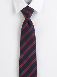 An understated version of a classic repp stripe in rich colors on pure silk.SilkDry cleanMade in Italy An understated version of a classic repp stripe in rich colors on pure silk.SilkDry cleanMade in Italy