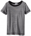 Splendid Littles Boys 2-7 Always Short Sleeve Mini Stripe Crew Toddler, Black, 3T