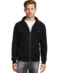 Great as a layer or a light jacket, this Kenneth Cole New York zip up is sherpa lined for extra warmth and comfort. Great as a layer or a light jacket, this Kenneth Cole New York zip up is sherpa lined for extra warmth and comfort.