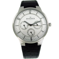 Skagen Black Leather Strap Watch Skagen Black Leather Strap Watch