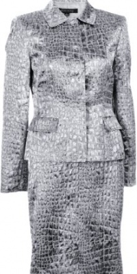 Anne Klein Women's Poetry Metallic Skirt Suit 4 Platinum Anne Klein Women's Poetry Metallic Skirt Suit 4 Platinum