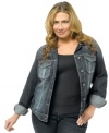 Layer your go-to fall looks with Silver Jeans' plus size denim jacket-- it's a must-have classic!