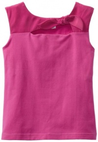 KC Parker Girls 7-16 Cotton Spandex And Woven Combo Sleeveless Top, Fuchsia Rose, 10
