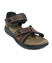 Whether you're heading to the beach or gearing up for a warm weather nature hike, you can't go wrong when you strap into these sporty leather men's sandals from Clarks. Whether you're heading to the beach or gearing up for a warm weather nature hike, you can't go wrong when you strap into these sporty leather men's sandals from Clarks.