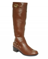 Sophisticated style. Karen Scott's Delano boots feature ring and stud detail at the ankle and shaft. Sophisticated style. Karen Scott's Delano boots feature ring and stud detail at the ankle and shaft.