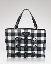 New England style inspires this wool handbag from kate spade new york. It works a playful, preppy vibe but also proves plenty practical as a daytime carryall. New England style inspires this wool handbag from kate spade new york. It works a playful, preppy vibe but also proves plenty practical as a daytime carryall.