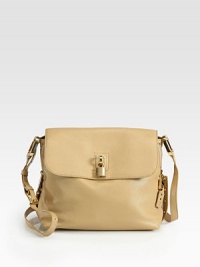 Supple Italian leather shaped in a chic flap silhouette, finished with goldtone hardware and a signature padlock.Adjustable shoulder strap, 16½-22½ drop Magnetic flap closure Protective metal feet One inside zip pocket Cotton lining 13W X 10H X 4½D Made in Italy Supple Italian leather shaped in a chic flap silhouette, finished with goldtone hardware and a signature padlock.Adjustable shoulder strap, 16½-22½ drop Magnetic flap closure Protective metal feet One inside zip pocket Cotton lining 13W X 10H X 4½D Made in Italy