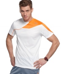 Dry goods. This moisture-management shirt from Puma keeps you cool and comfortable for your whole workout. Dry goods. This moisture-management shirt from Puma keeps you cool and comfortable for your whole workout.