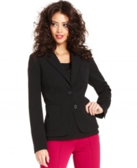 Add polish to any fall look with this solid Kensie fitted blazer -- a season-less must-have! Add polish to any fall look with this solid Kensie fitted blazer -- a season-less must-have!