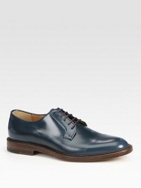 Cezanne lace-up derby in night peacock leather.Leather soleMade in Italy Cezanne lace-up derby in night peacock leather.Leather soleMade in Italy