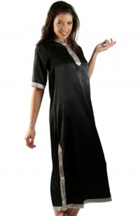 Classic Long Satin Caftan with Accent Color Classic Long Satin Caftan with Accent Color