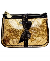 Gold rush. Glam up your cosmetic carrying with these glittery golden cases from Betsey Johnson. With signature detailing and fabric-lined interior, they're too precious to pass up. Includes 2 cosmetic bags. Gold rush. Glam up your cosmetic carrying with these glittery golden cases from Betsey Johnson. With signature detailing and fabric-lined interior, they're too precious to pass up. Includes 2 cosmetic bags.