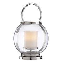 Bring an ambient glow to gatherings indoor or out with this distinctively modern lantern from Dansk. Masterfully constructed of durable steel and thick glass, it's detailed with crisply curved handles and a simple stepped base. Bring an ambient glow to gatherings indoor or out with this distinctively modern lantern from Dansk. Masterfully constructed of durable steel and thick glass, it's detailed with crisply curved handles and a simple stepped base.
