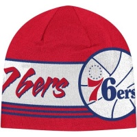 adidas Philadelphia 76ers Big Logo Cuffless Beanie - Red/White adidas Philadelphia 76ers Big Logo Cuffless Beanie - Red/White