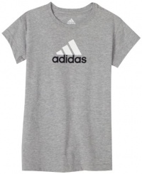 adidas Girls Logo Tee Ii,Medium Grey Heather/White/Dark Navy,Small adidas Girls Logo Tee Ii,Medium Grey Heather/White/Dark Navy,Small