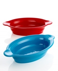 Heat things up with a true style icon. Ultra-durable and irresistibly fun, the Fiesta oval baker presents endless opportunities to brighten up your kitchen. Heat things up with a true style icon. Ultra-durable and irresistibly fun, the Fiesta oval baker presents endless opportunities to brighten up your kitchen.