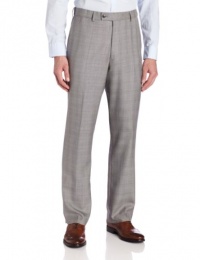 Louis Raphael Men's Micro Plaid Flat Front Dress Pant with Comfort Waist