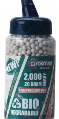 Crosman 6mm biodegradable airsoft BBs, 0.20g, 2000 rds, white Crosman 6mm biodegradable airsoft BBs, 0.20g, 2000 rds, white