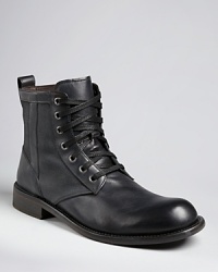 Canvas panels give these boots a bit of edge, a classic John Varvatos detail that evokes his constant muse – rock'n'roll. Faded leather adds a timeworn appearance to finish the effect. Canvas panels give these boots a bit of edge, a classic John Varvatos detail that evokes his constant muse – rock'n'roll. Faded leather adds a timeworn appearance to finish the effect.