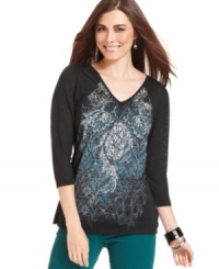 Add some pop to your top with a little metallic flair! Style&co. creates a look that works from day into night. Add some pop to your top with a little metallic flair! Style&co. creates a look that works from day into night.