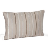 The dobby stripes in shades of taupe and vanilla bordered by raised satin on this Hudson Park decorative pillow evoke modern simplicity and sophistication. The dobby stripes in shades of taupe and vanilla bordered by raised satin on this Hudson Park decorative pillow evoke modern simplicity and sophistication.