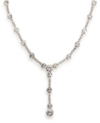 Shine like a star with this crystal-studded necklace by Carolee. Large and small crystals make a dramatic statement with a plunging Y-shaped pendant. Crafted in silver-plated mixed metal. Approximate length: 16 inches + 2-inch extender. Approximate drop: 1-3/4 inches. Shine like a star with this crystal-studded necklace by Carolee. Large and small crystals make a dramatic statement with a plunging Y-shaped pendant. Crafted in silver-plated mixed metal. Approximate length: 16 inches + 2-inch extender. Approximate drop: 1-3/4 inches.