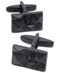 These matte black raised pyramid cufflinks from Kenneth Cole Reaction are an elevated accent to any suiting look. These matte black raised pyramid cufflinks from Kenneth Cole Reaction are an elevated accent to any suiting look.