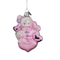 Kurt Adler 3-1/2-Inch Noble Gems Glass Baby Girl's First Christmas Snowman Ornament Kurt Adler 3-1/2-Inch Noble Gems Glass Baby Girl's First Christmas Snowman Ornament
