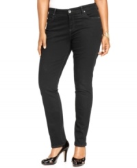 Get sleek casual style with Kut from the Kloth's plus size skinny jeans, finished by a black wash. Get sleek casual style with Kut from the Kloth's plus size skinny jeans, finished by a black wash.