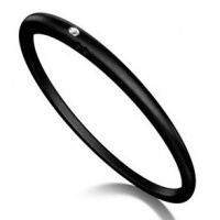 Diamond Stackable Bangle Bracelet in Black Silicone