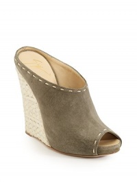 THE LOOKPeep-toe suede upperContrast stitchingTHE FITEspadrille heel, 5 (125mm)Manmade platform, ½ (15mm)Compares to 4½ heel (115mm)THE MATERIALSuede upperLeather lining and soleORIGINMade in Italy THE LOOKPeep-toe suede upperContrast stitchingTHE FITEspadrille heel, 5 (125mm)Manmade platform, ½ (15mm)Compares to 4½ heel (115mm)THE MATERIALSuede upperLeather lining and soleORIGINMade in Italy