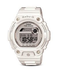 Make a splash with this water-loving watch from Baby G, featuring 200 meter water resistance and an easy-to read tide graph. Make a splash with this water-loving watch from Baby G, featuring 200 meter water resistance and an easy-to read tide graph.