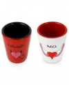 Betsey Johnson Shot Glass Set, Set of 2 Ceramic Naughty and Nice Shot Glasses