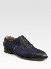 Polished and distinctive defines this captivating denim lace-up loafer design.Denim upperLeather liningPadded insoleLeather soleMade in Italy Polished and distinctive defines this captivating denim lace-up loafer design.Denim upperLeather liningPadded insoleLeather soleMade in Italy