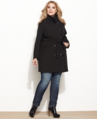 A must-have classic for your wardrobe: Calvin Klein's plus size trench coat, finished by a chic stand collar. A must-have classic for your wardrobe: Calvin Klein's plus size trench coat, finished by a chic stand collar.