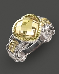 Judith Ripka sterling silver heart ring, accented with canary crystal and diamonds. Judith Ripka sterling silver heart ring, accented with canary crystal and diamonds.