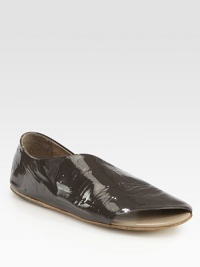 Asymmetrical construction lends modern style to this comfortable patent leather silhouette. Patent leather upperLeather lining and solePadded insoleMade in Italy Asymmetrical construction lends modern style to this comfortable patent leather silhouette. Patent leather upperLeather lining and solePadded insoleMade in Italy