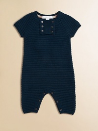 A classic one-piece crafted in luxe, knit cashmere with front and bottom button closure.CrewneckShort sleevesButton-frontBottom buttonsCashmereMachine washImported Please note: Number of buttons may vary depending on size ordered. A classic one-piece crafted in luxe, knit cashmere with front and bottom button closure.CrewneckShort sleevesButton-frontBottom buttonsCashmereMachine washImported Please note: Number of buttons may vary depending on size ordered.