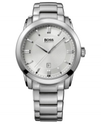 Make a bold statement with sophisticated steel and classic Hugo Boss timepiece excellence. Make a bold statement with sophisticated steel and classic Hugo Boss timepiece excellence.